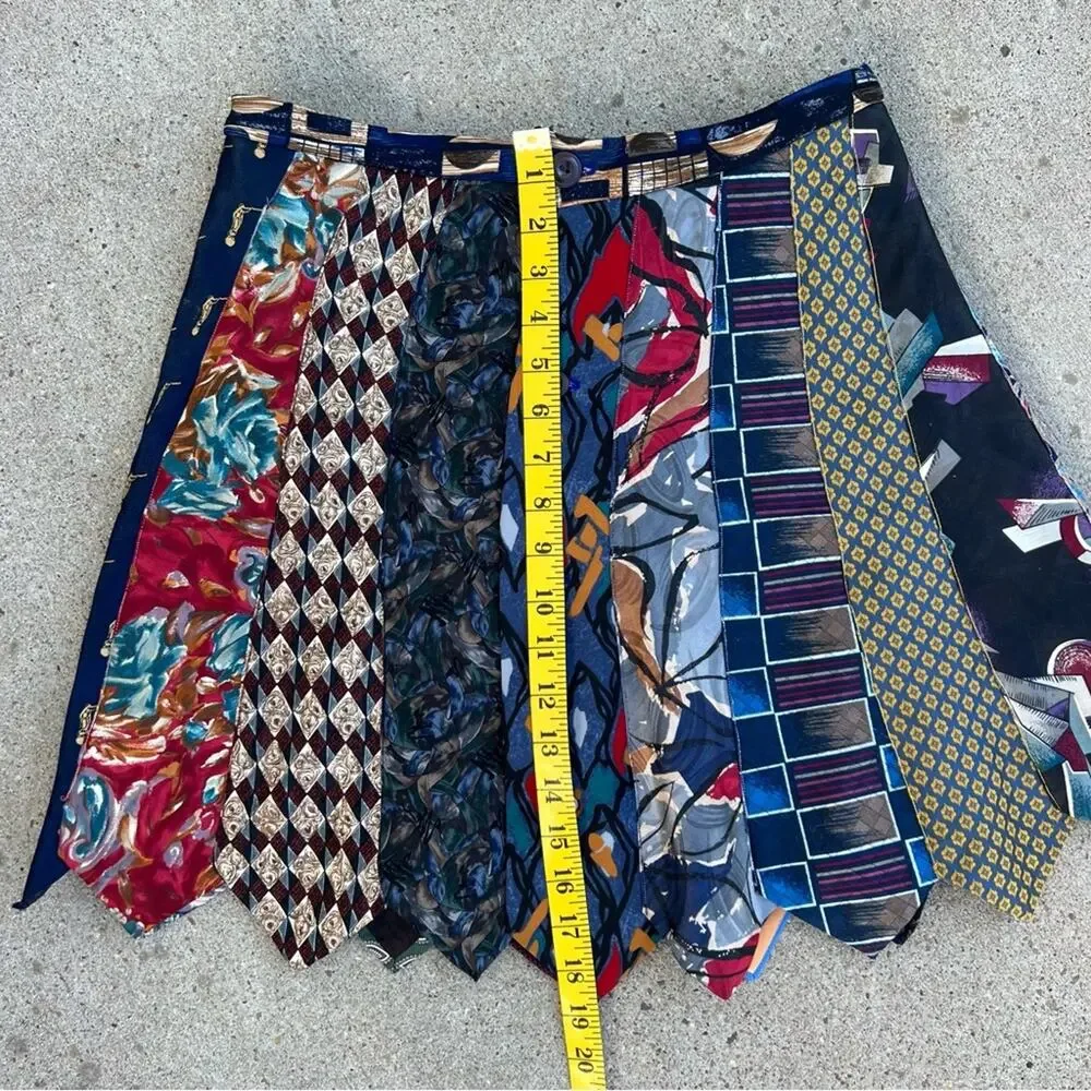Custom Upcycled Vintage Necktie Skirt MEDIUM